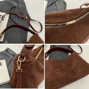 Suede Style Vegan Leather Handbag for Women, Everyday City Purse in Coffee, styled as a SheSelects summer accessory