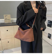 Suede Style Vegan Leather Handbag for Women, Everyday City Purse in Coffee, styled as a SheSelects summer accessory
