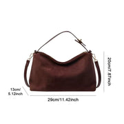 Suede Style Vegan Leather Handbag for Women, Everyday City Purse in Coffee, styled as a SheSelects summer accessory