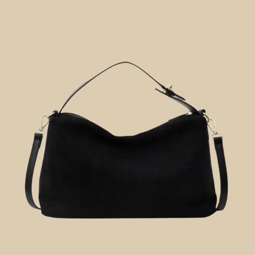Suede Style Vegan Leather Handbag for Women, Everyday City Purse in Coffee, styled as a SheSelects summer accessory