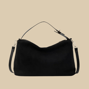 Suede Style Vegan Leather Handbag for Women, Everyday City Purse in Coffee, styled as a SheSelects summer accessory