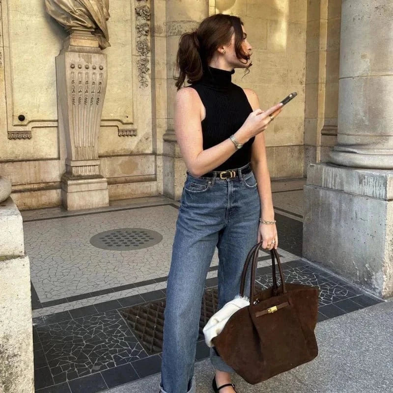 Suede Style Vegan Leather Handbag for Women, Everyday City Purse