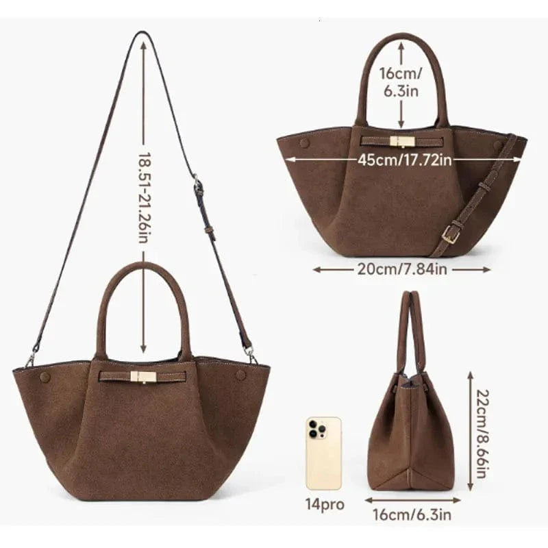 Suede Style Vegan Leather Handbag for Women, Everyday City Purse in Khaki, styled as a SheSelects summer accessory