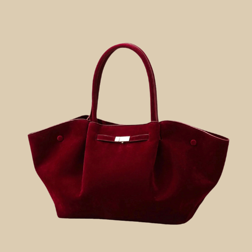 Suede Style Vegan Leather Handbag for Women, Everyday City Purse in Khaki, styled as a SheSelects summer accessory