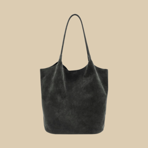 Suede Style Vegan Leather Hobo Bag for Women, Slouchy Everyday Shoulder Purse in Coffee, styled as a SheSelects summer accessory
