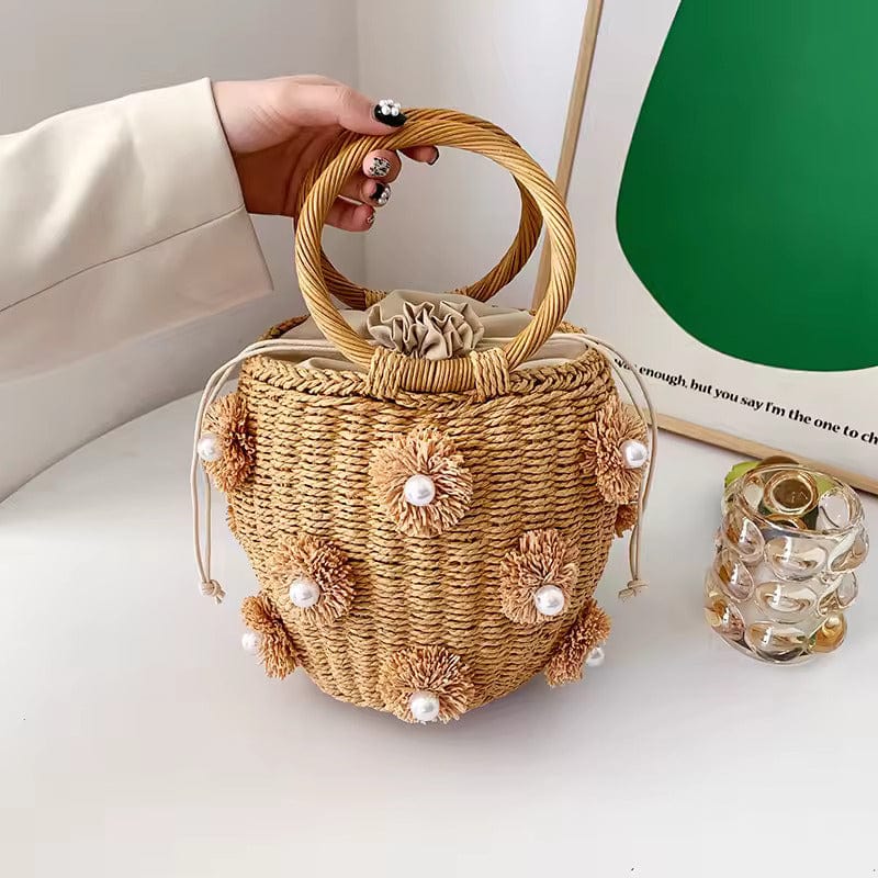 Straw Summer Bag for Women, Natural Summer Vacation Purse in Beige, styled as a SheSelects summer accessory