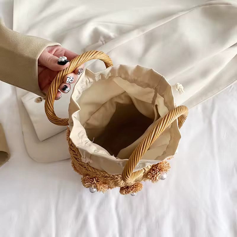 Straw Summer Bag for Women, Natural Summer Vacation Purse in Beige, styled as a SheSelects summer accessory