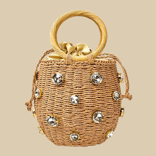 Straw Summer Bag for Women, Natural Summer Vacation Purse in Beige, styled as a SheSelects summer accessory