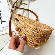 Wicker Summer Bag for Women, Natural Summer Vacation Purse in Black, styled as a SheSelects summer accessory