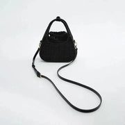 Wicker Summer Bag for Women, Natural Summer Vacation Purse in Black, styled as a SheSelects summer accessory