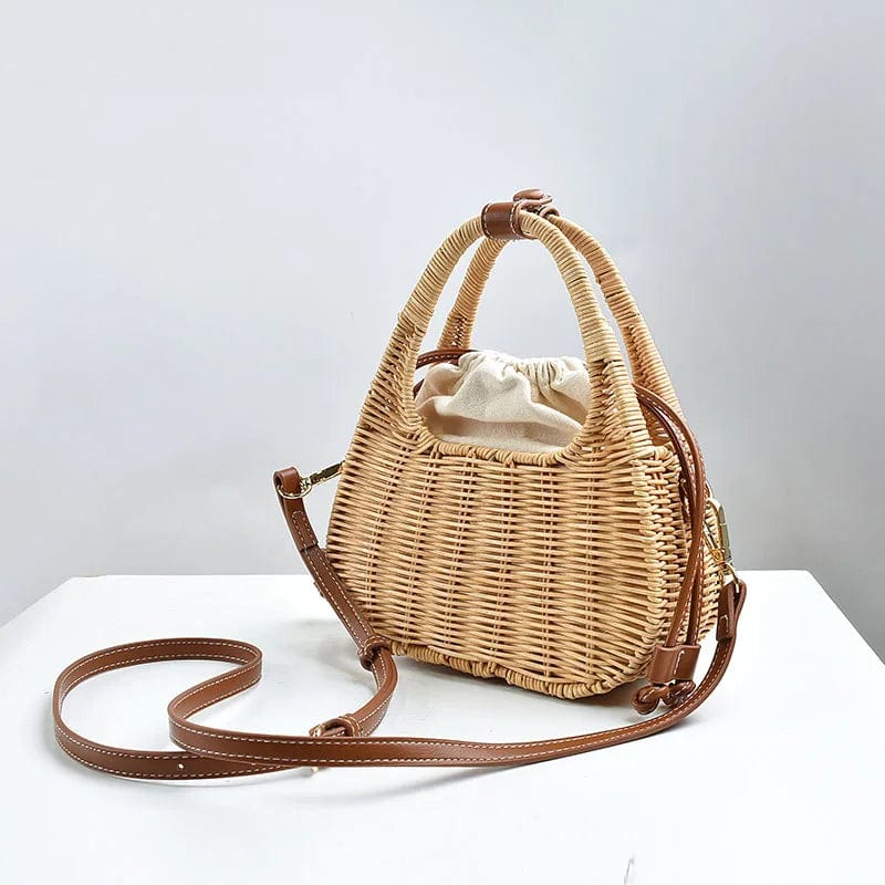 Wicker Summer Bag for Women, Natural Summer Vacation Purse in Black, styled as a SheSelects summer accessory