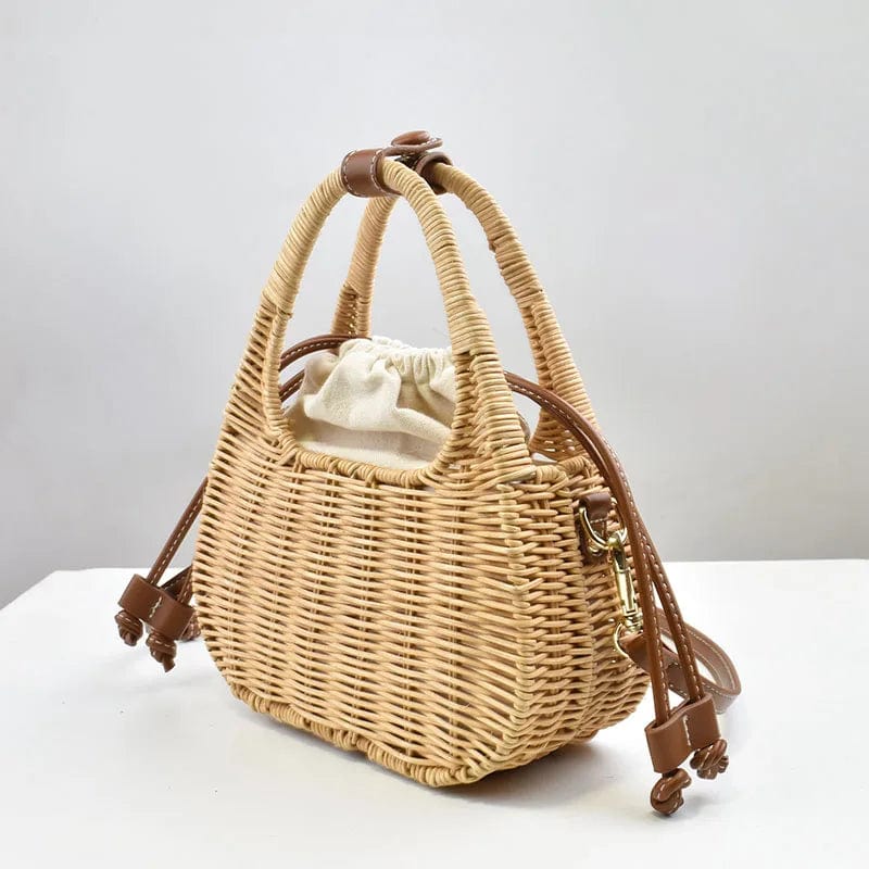 Wicker Summer Bag for Women, Natural Summer Vacation Purse in Black, styled as a SheSelects summer accessory