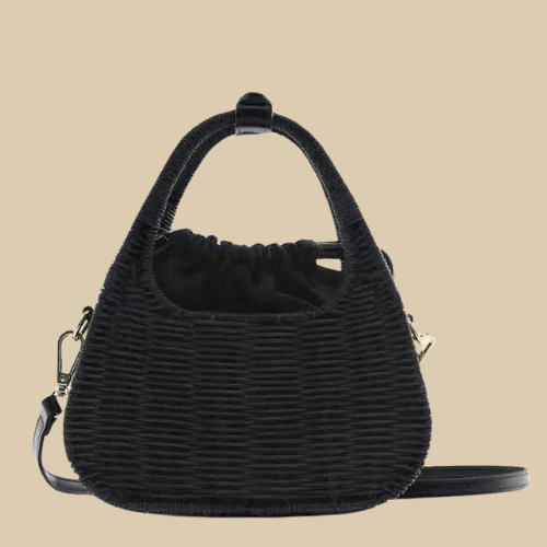 Wicker Summer Bag for Women, Natural Summer Vacation Purse in Black, styled as a SheSelects summer accessory