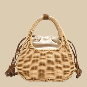 Wicker Summer Bag for Women, Natural Summer Vacation Purse in Black, styled as a SheSelects summer accessory