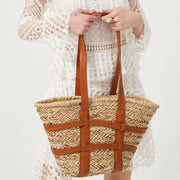 Wicker Shoulder Bag for Women, Natural Woven Summer Purse in Black, styled as a SheSelects summer accessory