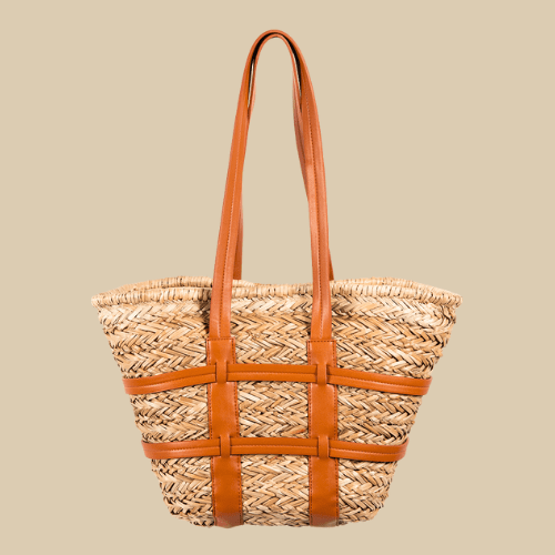 Wicker Shoulder Bag for Women, Natural Woven Summer Purse in Black, styled as a SheSelects summer accessory