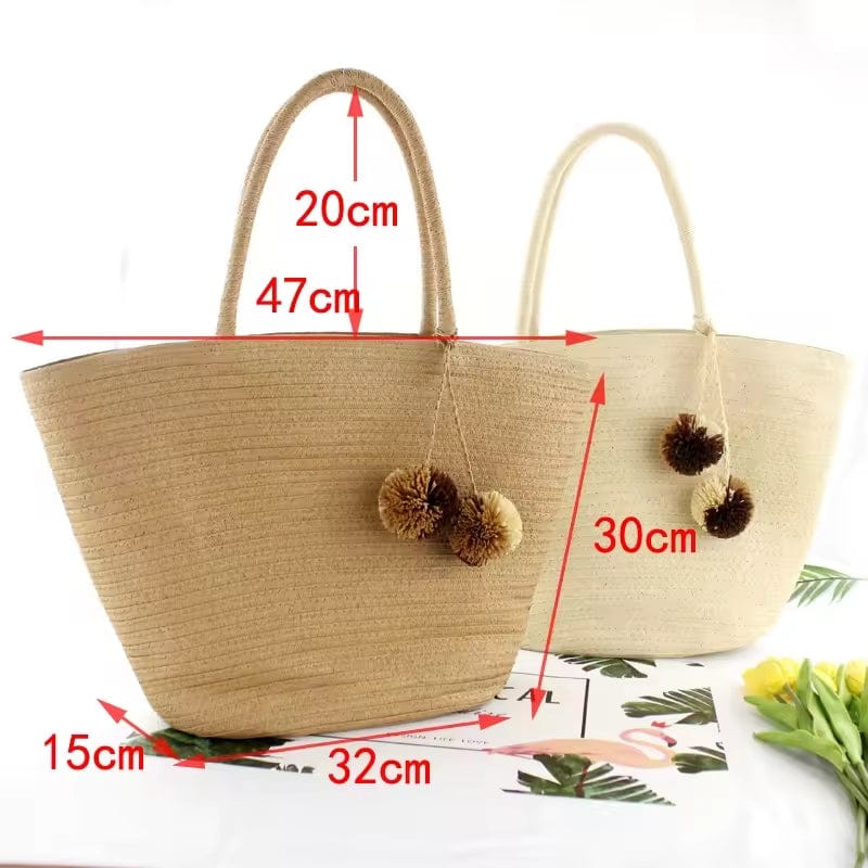 Wicker Beach Bag for Women, Lightweight Summer Vacation Purse in Beige, styled as a SheSelects summer accessory