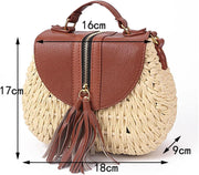 Wicker Crossbody Bag for Women, Woven Summer Purse with Easy Strap in Light Brown, styled as a SheSelects summer accessory