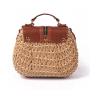 Wicker Crossbody Bag for Women, Woven Summer Purse with Easy Strap in Light Brown, styled as a SheSelects summer accessory