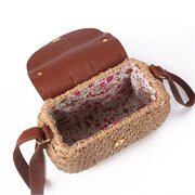 Wicker Crossbody Bag for Women, Woven Summer Purse with Easy Strap in Light Brown, styled as a SheSelects summer accessory