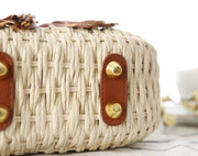 Wicker Crossbody Bag for Women, Woven Summer Purse with Easy Strap in Light Brown, styled as a SheSelects summer accessory