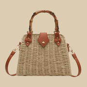 Wicker Handbag for Women, Natural Woven Summer Purse in Beige, styled as a SheSelects summer accessory