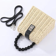 Wicker Summer Bag for Women, Natural Summer Vacation Purse in Beige, styled as a SheSelects summer accessory