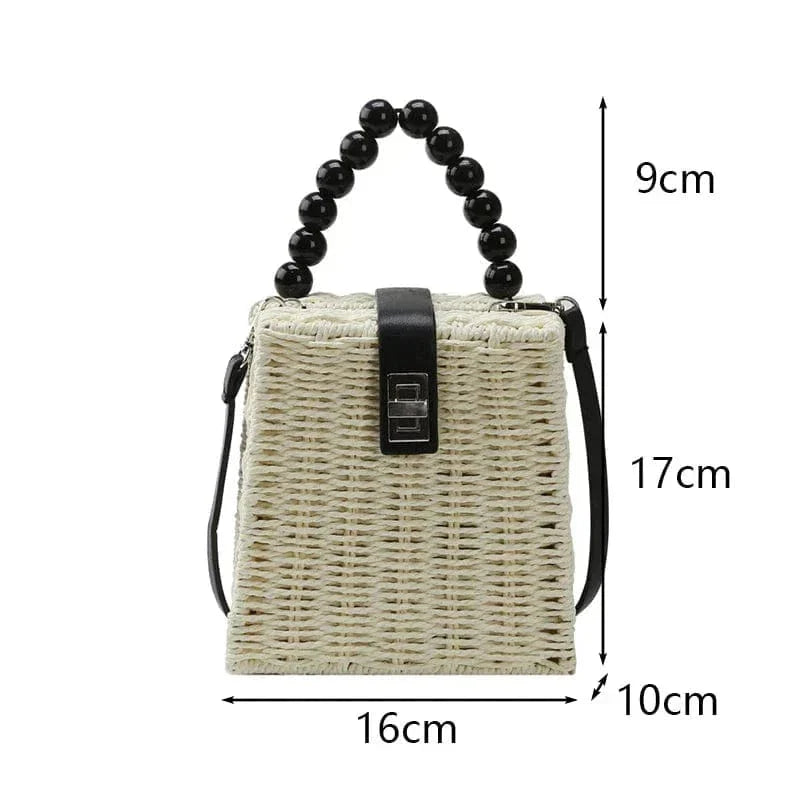 Wicker Summer Bag for Women, Natural Summer Vacation Purse in Beige, styled as a SheSelects summer accessory