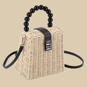 Wicker Summer Bag for Women, Natural Summer Vacation Purse in Beige, styled as a SheSelects summer accessory