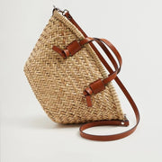 Wicker Tote Bag for Women, Woven Summer Beach and Vacation Purse in Brown, styled as a SheSelects summer accessory