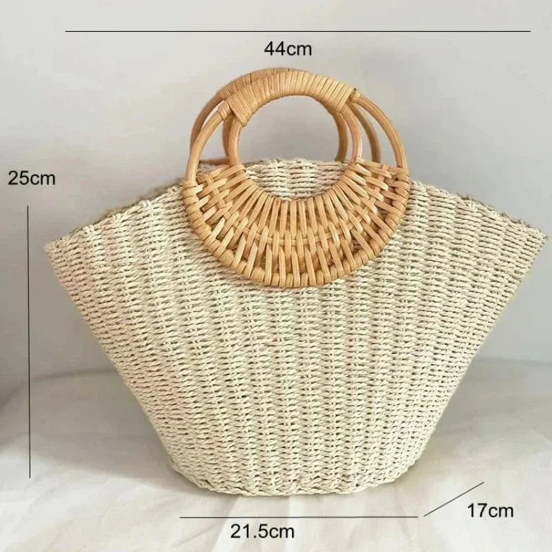 Straw Summer Bag for Women, Natural Summer Vacation Purse in Beige, styled as a SheSelects summer accessory