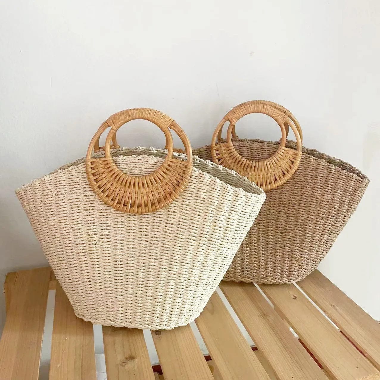 Straw Summer Bag for Women, Natural Summer Vacation Purse in Beige, styled as a SheSelects summer accessory