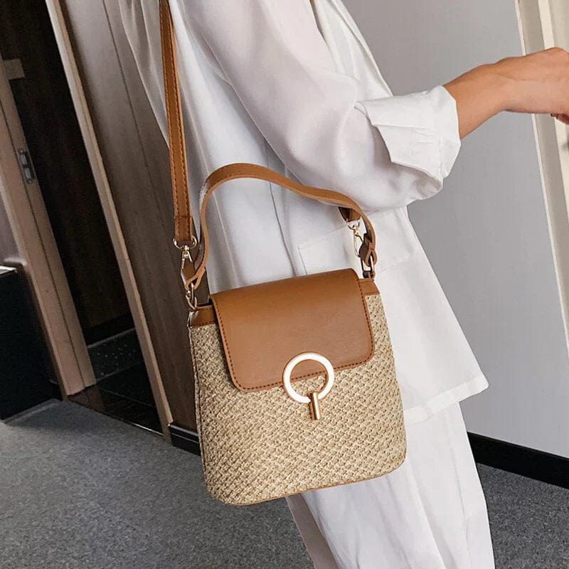 Straw Shoulder Bag for Women, Natural Woven Summer Purse