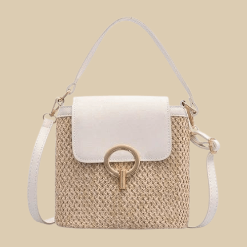 Straw Shoulder Bag for Women, Natural Woven Summer Purse in Black, styled as a SheSelects summer accessory