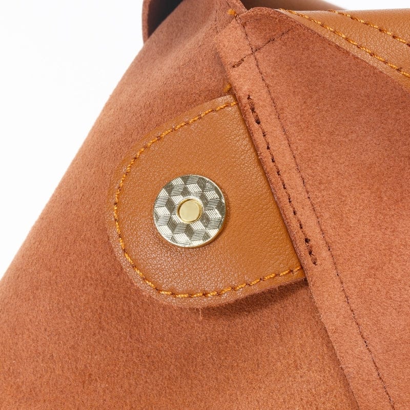 Vegan Leather Tote Bag for Women, Soft Everyday Shoulder Purse in Caramel, styled as a SheSelects summer accessory