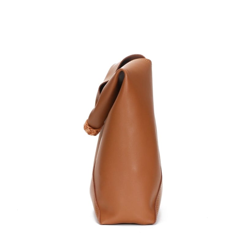 Vegan Leather Tote Bag for Women, Soft Everyday Shoulder Purse in Caramel, styled as a SheSelects summer accessory