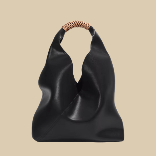 Vegan Leather Tote Bag for Women, Soft Everyday Shoulder Purse in Caramel, styled as a SheSelects summer accessory