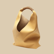 Vegan Leather Tote Bag for Women, Soft Everyday Shoulder Purse in Caramel, styled as a SheSelects summer accessory