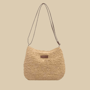Straw Handbag for Women, Natural Woven Summer Purse in Coffee, styled as a SheSelects summer accessory