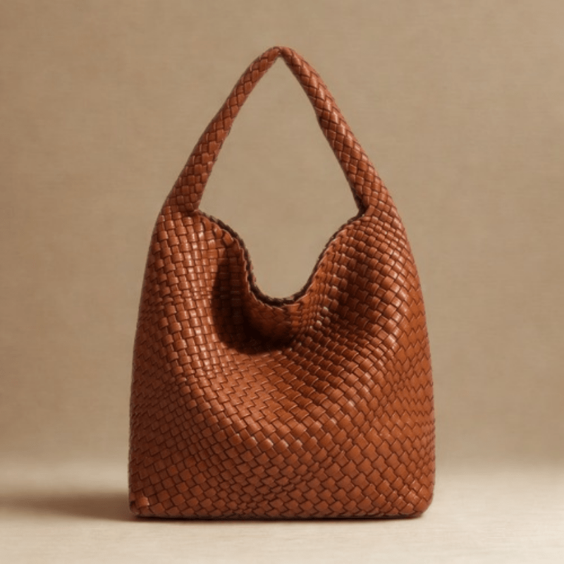 Vegan Leather Tote Bag for Women, Soft Everyday Shoulder Purse in Burgundy, styled as a SheSelects summer accessory