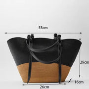 Straw Summer Bag for Women, Natural Summer Vacation Purse in Black, styled as a SheSelects summer accessory