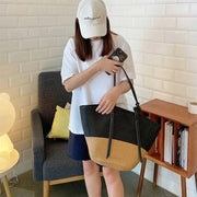 Straw Summer Bag for Women, Natural Summer Vacation Purse in Black, styled as a SheSelects summer accessory