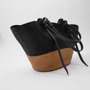 Straw Summer Bag for Women, Natural Summer Vacation Purse in Black, styled as a SheSelects summer accessory
