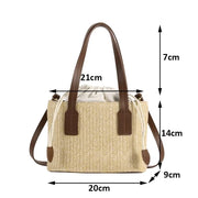 Straw Handbag for Women, Natural Woven Summer Purse in Apricot, styled as a SheSelects summer accessory