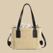 Straw Handbag for Women, Natural Woven Summer Purse in Apricot, styled as a SheSelects summer accessory