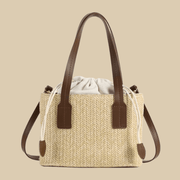 Straw Handbag for Women, Natural Woven Summer Purse in Apricot, styled as a SheSelects summer accessory
