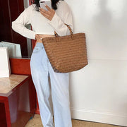 Wicker Summer Bag for Women, Natural Summer Vacation Purse in Brown, styled as a SheSelects summer accessory